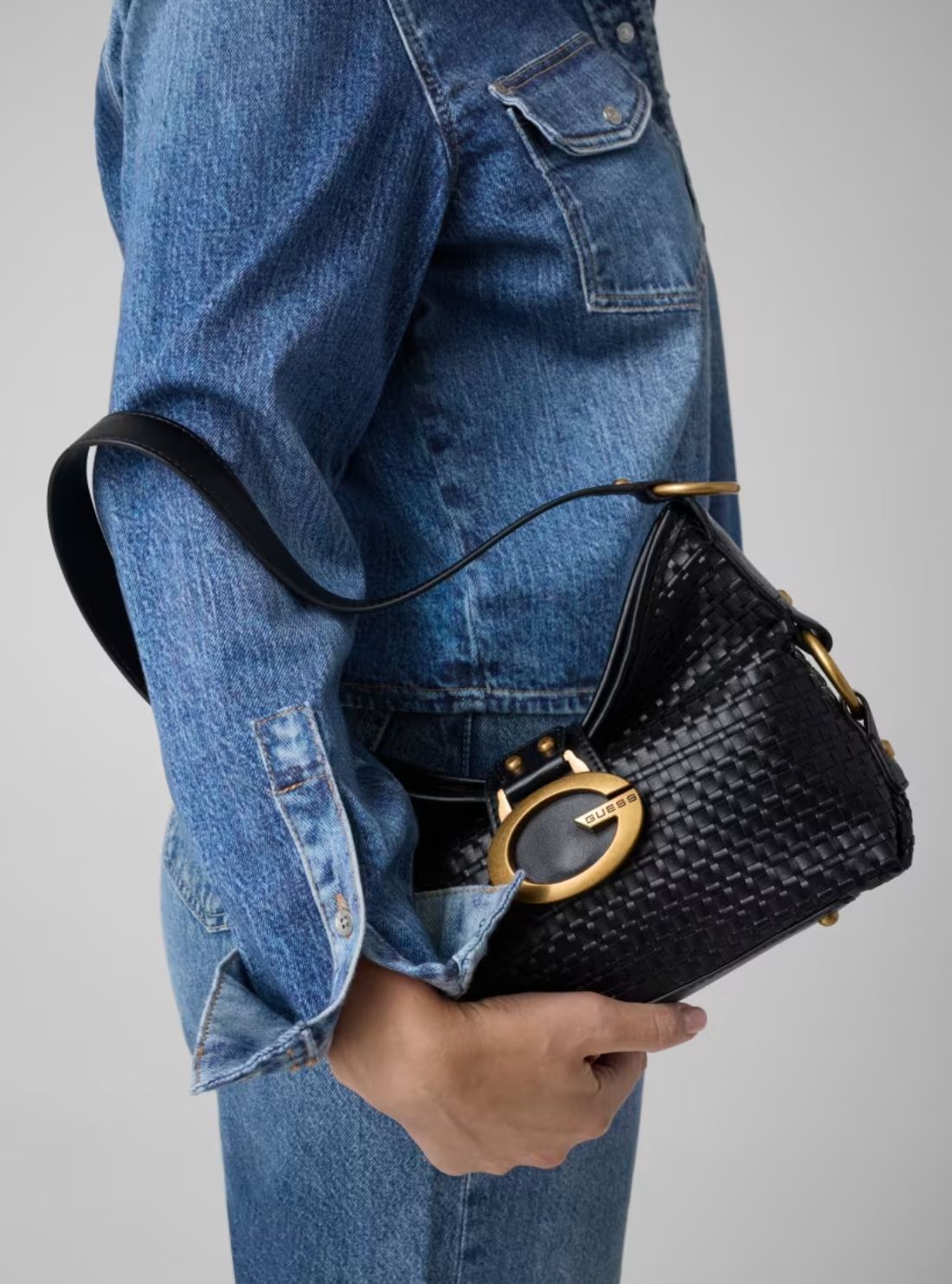 GUESS Womens Black Camden Mini Shoulder Bag WW930872 Model View2