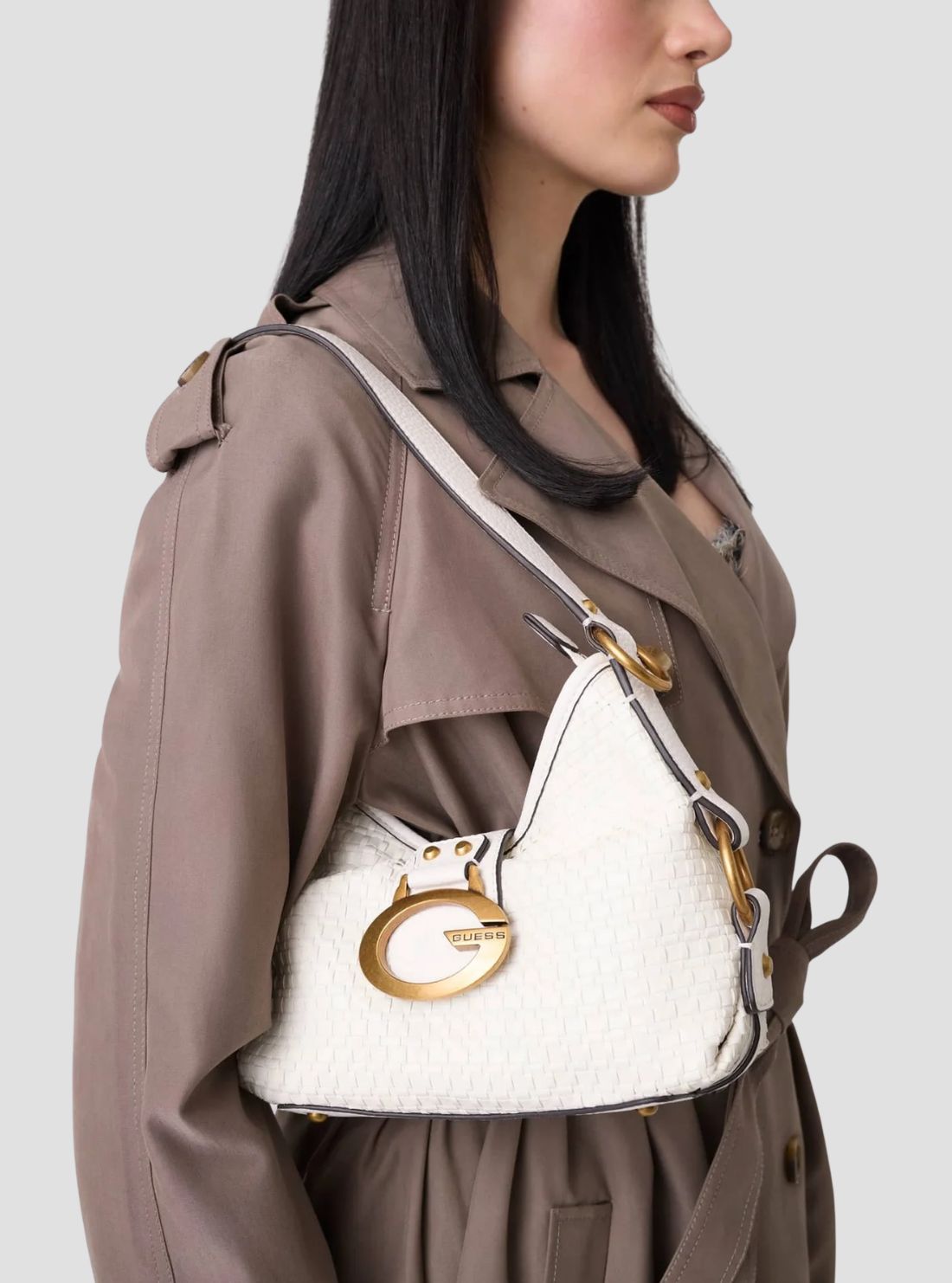 GUESS Womens White Camden Mini Shoulder Bag WW930872 Model View