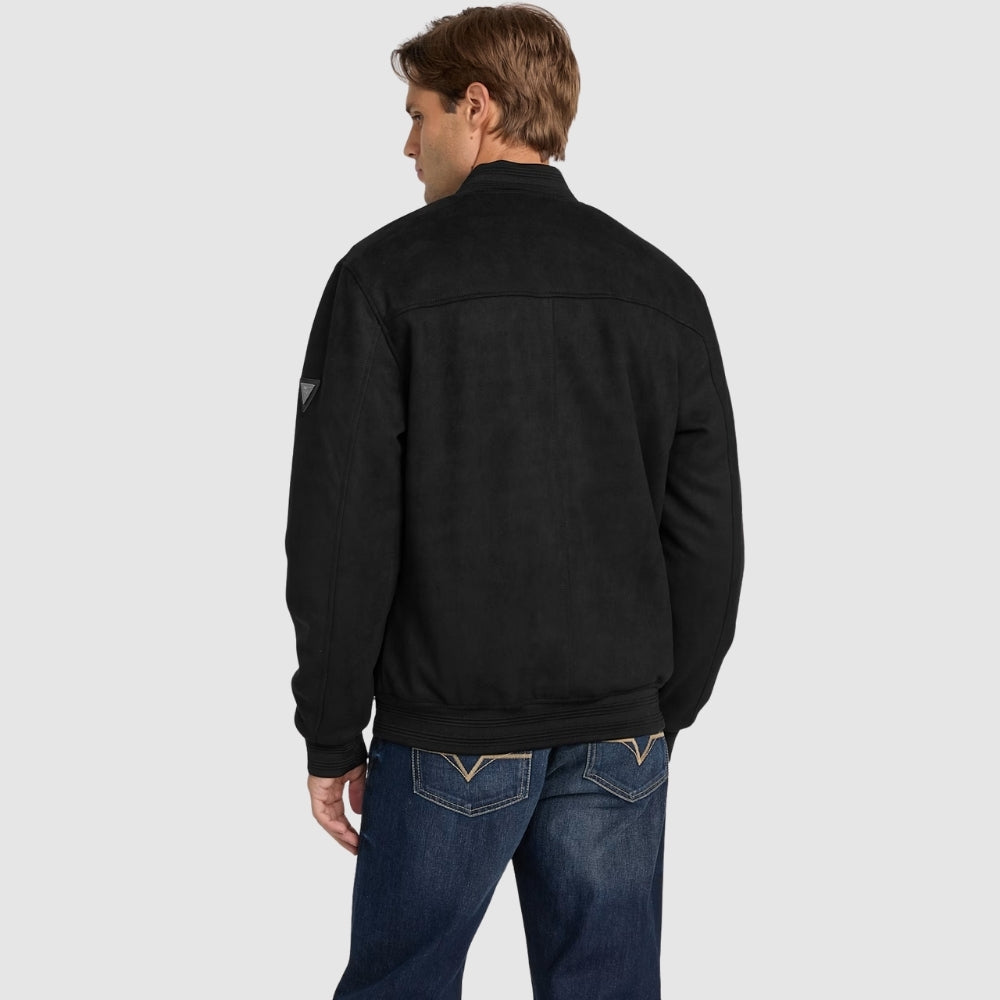 Black Grover Faux-Suede Bomber Jacket