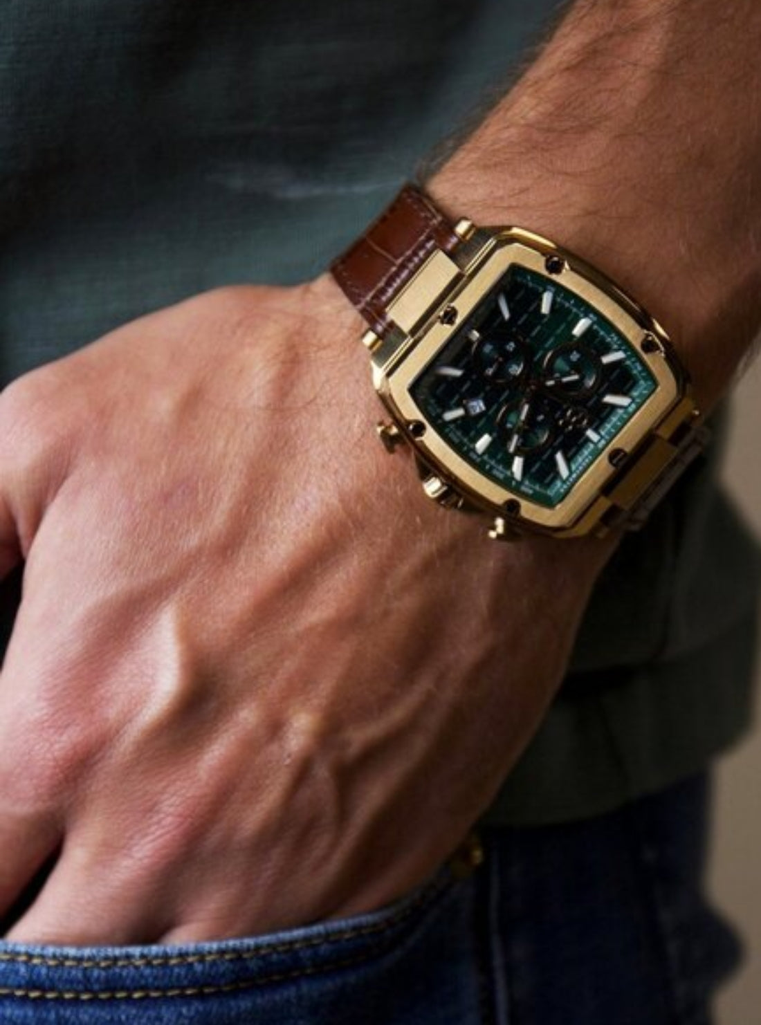 GUESS Watches Bronze Gc Spirit Tonneau Chrono Flexstrap Y83002G5MF Model View