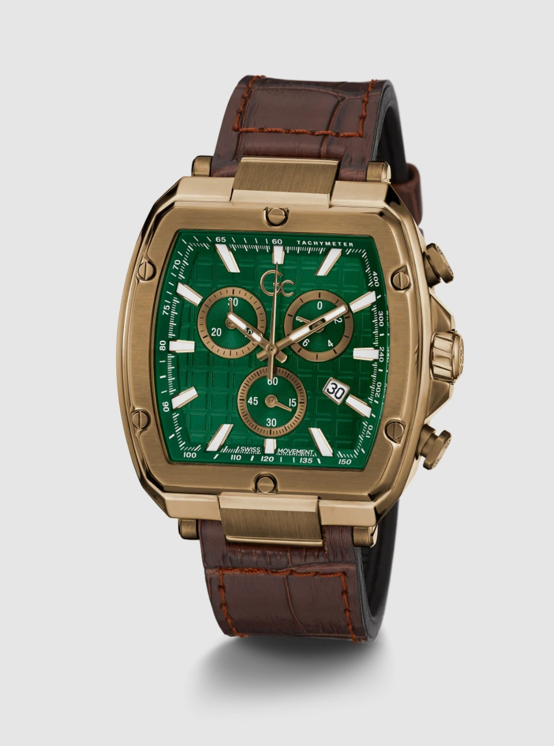 GUESS Watches Bronze Gc Spirit Tonneau Chrono Flexstrap Y83002G5MF Front VIew