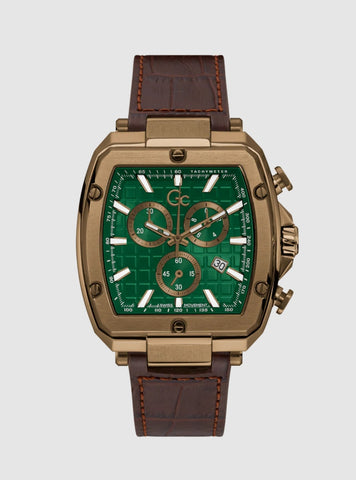 GUESS Watches Bronze Gc Spirit Tonneau Chrono Flexstrap Y83002G5MF Front View