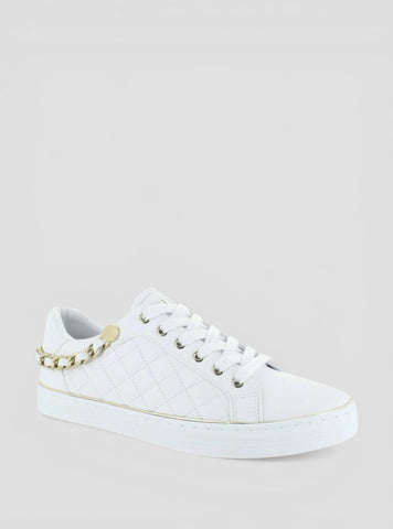 GUESS Womens White Yanett Low-Top Sneakers YANETT Side View