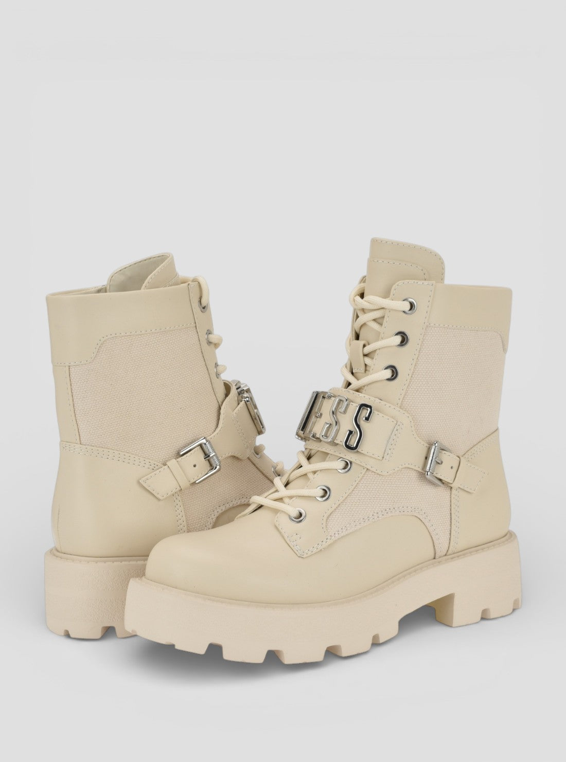 GUESS Footwear Ivory Yanzy Ankle Boots YANZY2 Front Back View