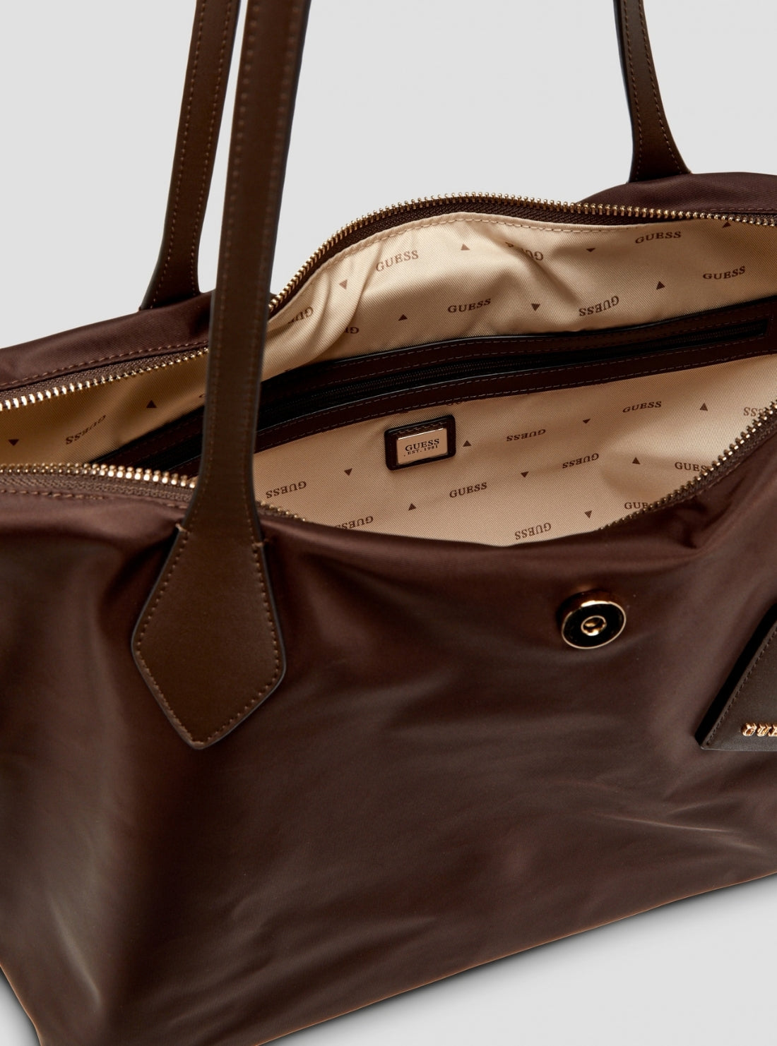 GUESS Womens Brown Hayley Tote Bag YG324423 Detail View