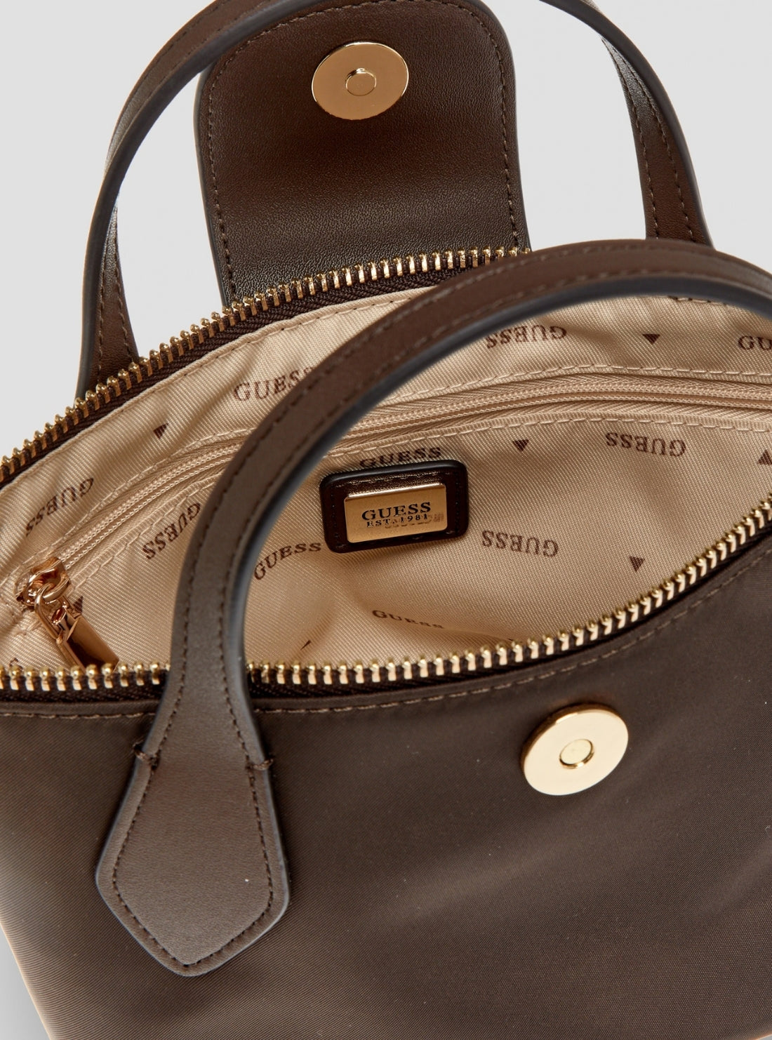 GUESS Womens Brown Hayley Mini Tote Bag YG324476 Detail View