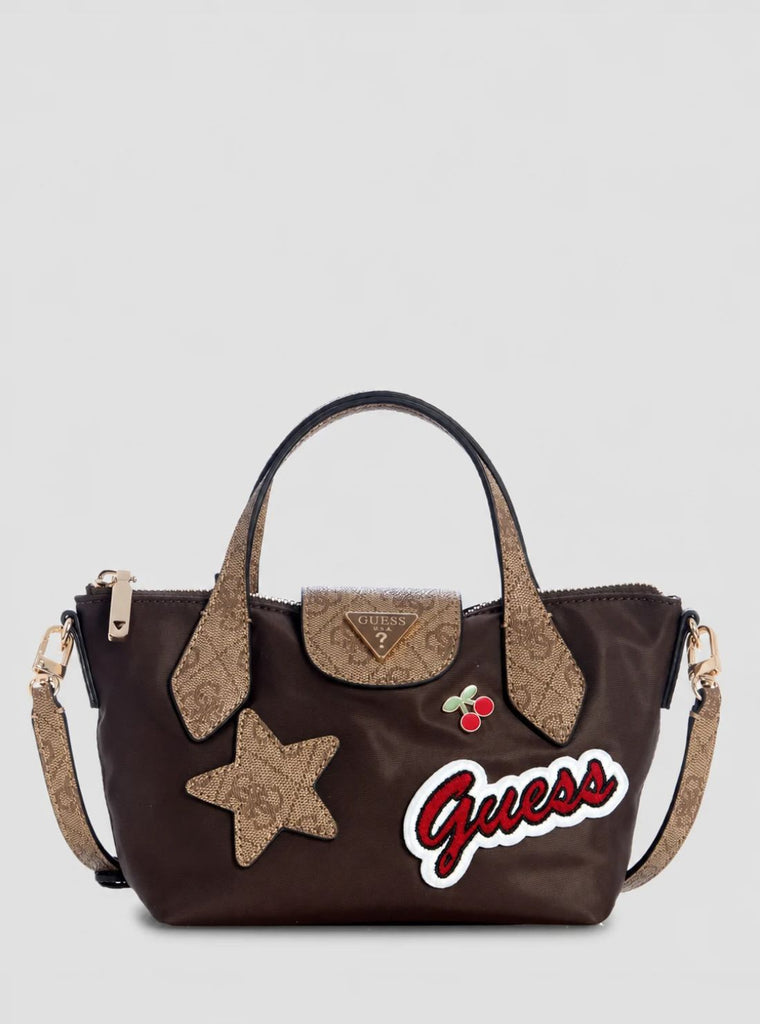 Brown Logo Hayley Mini Tote Bag | GUESS