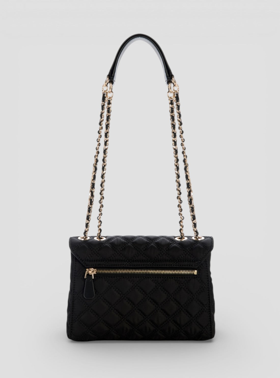 GUESS Womens Black Giully 2 Compartment Convertible Flap Bag YQ874820 Back View