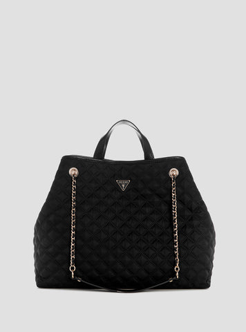 GUESS Womens Eco Black Giully Large Tote Bag YQ874829 Front View