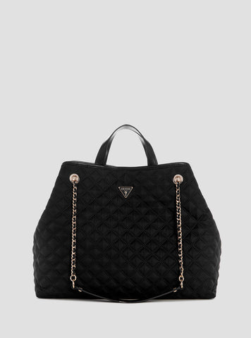 GUESS Womens Black Giully Large Tote Bag YQ967329 Front View