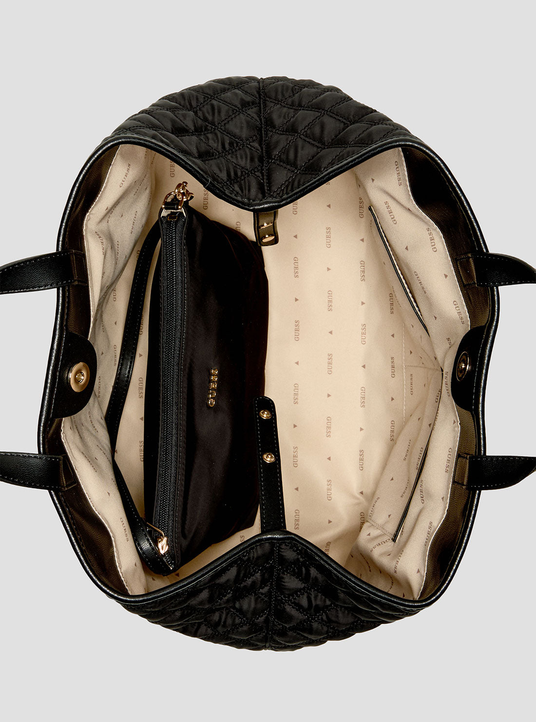 GUESS Womens Black Giully Large Tote Bag YQ967329 Inside View