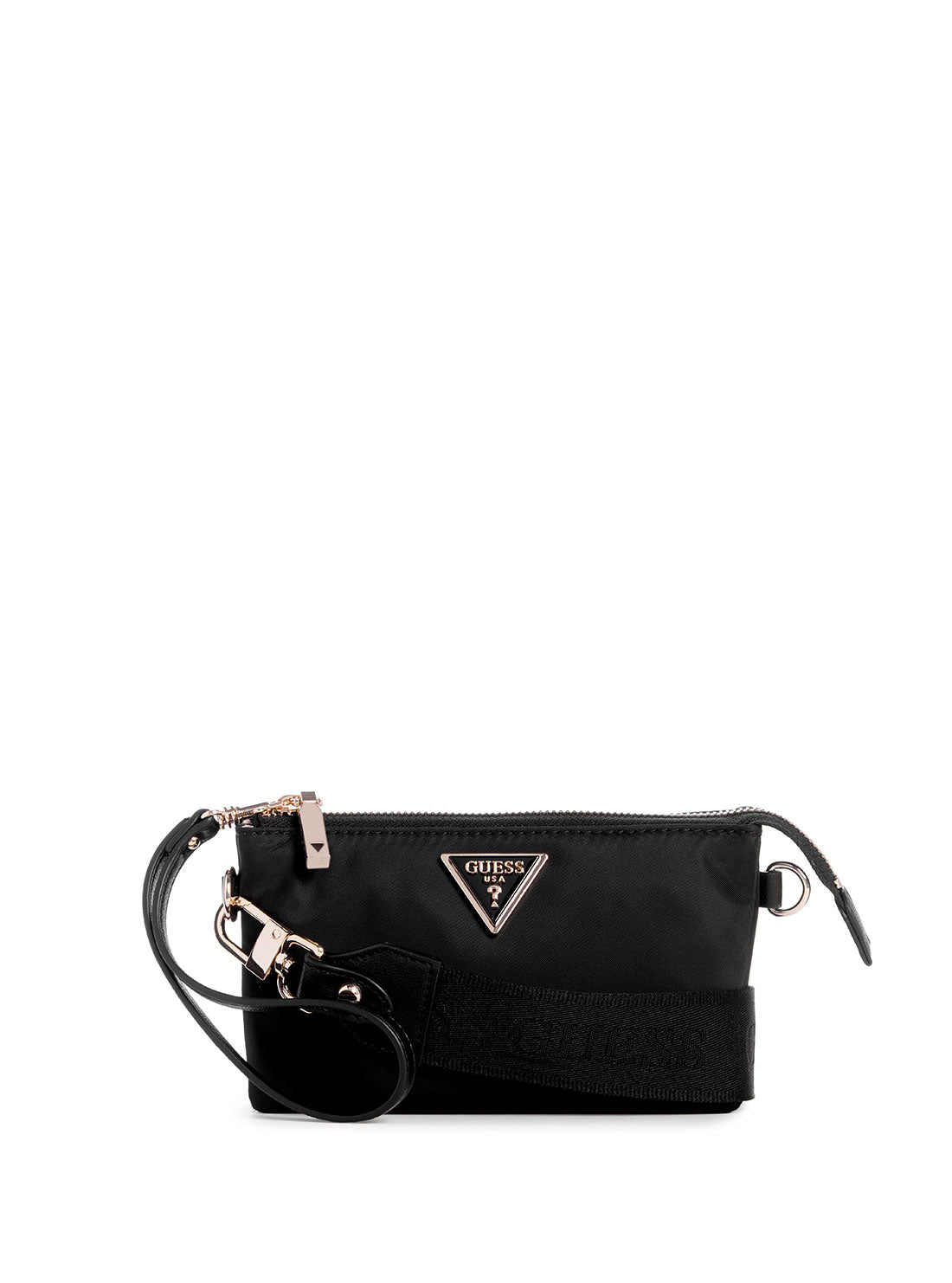 GUESS Black Latona Mini Top Zip Bag front view