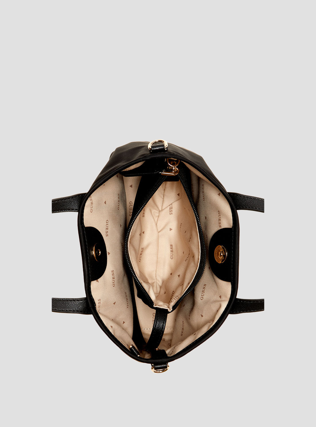 GUESS Womens Black Latona Mini Tote Bag YY921175 Inside View