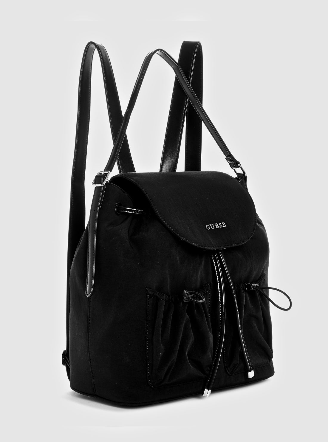 GUESS Womens Black Sage Flap Backpack YY972931 Side View