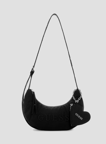 GUESS Womens Black Sasha Hobo Shoulder Bag YY975101 Front View