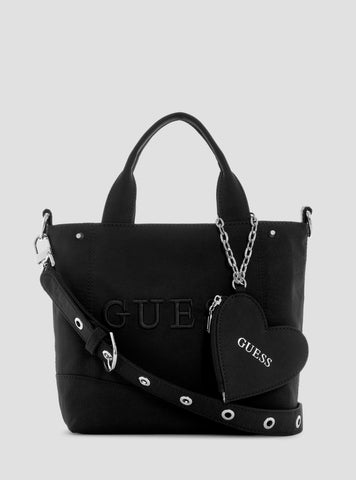 GUESS Womens Black Sasha Mini Tote Bag YY975175 Front View