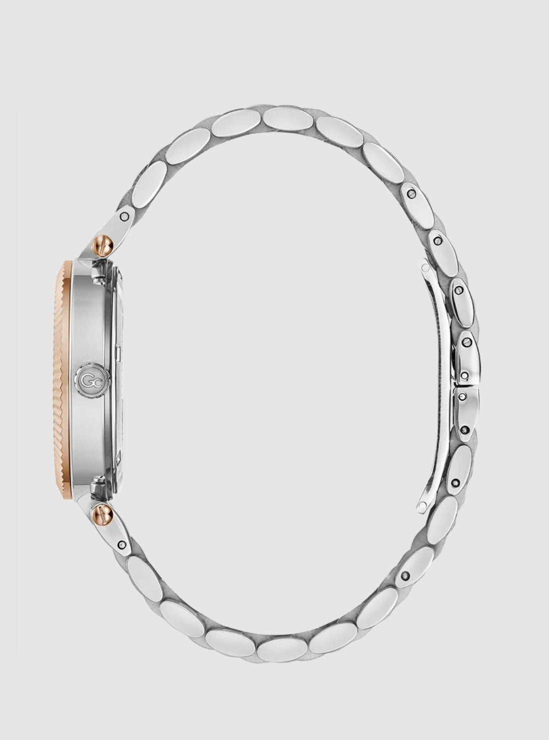 GUESS Accessories Silver Rose Gold GC Flair Ladies Watch Z01003L1MF Side View