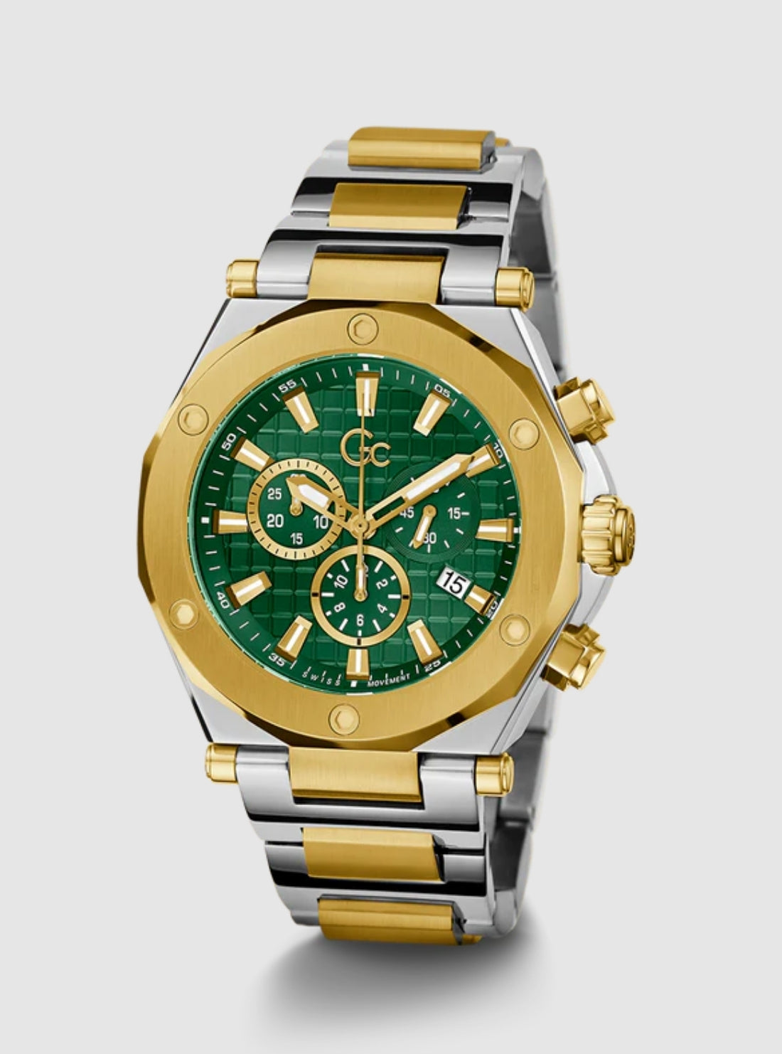 GUESS Accessories Silver Gold GC Legacy Chronograph Watch Z18003G9MF Side View