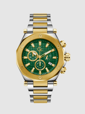 GUESS Accessories Silver Gold GC Legacy Chronograph Watch Z18003G9MF Front View