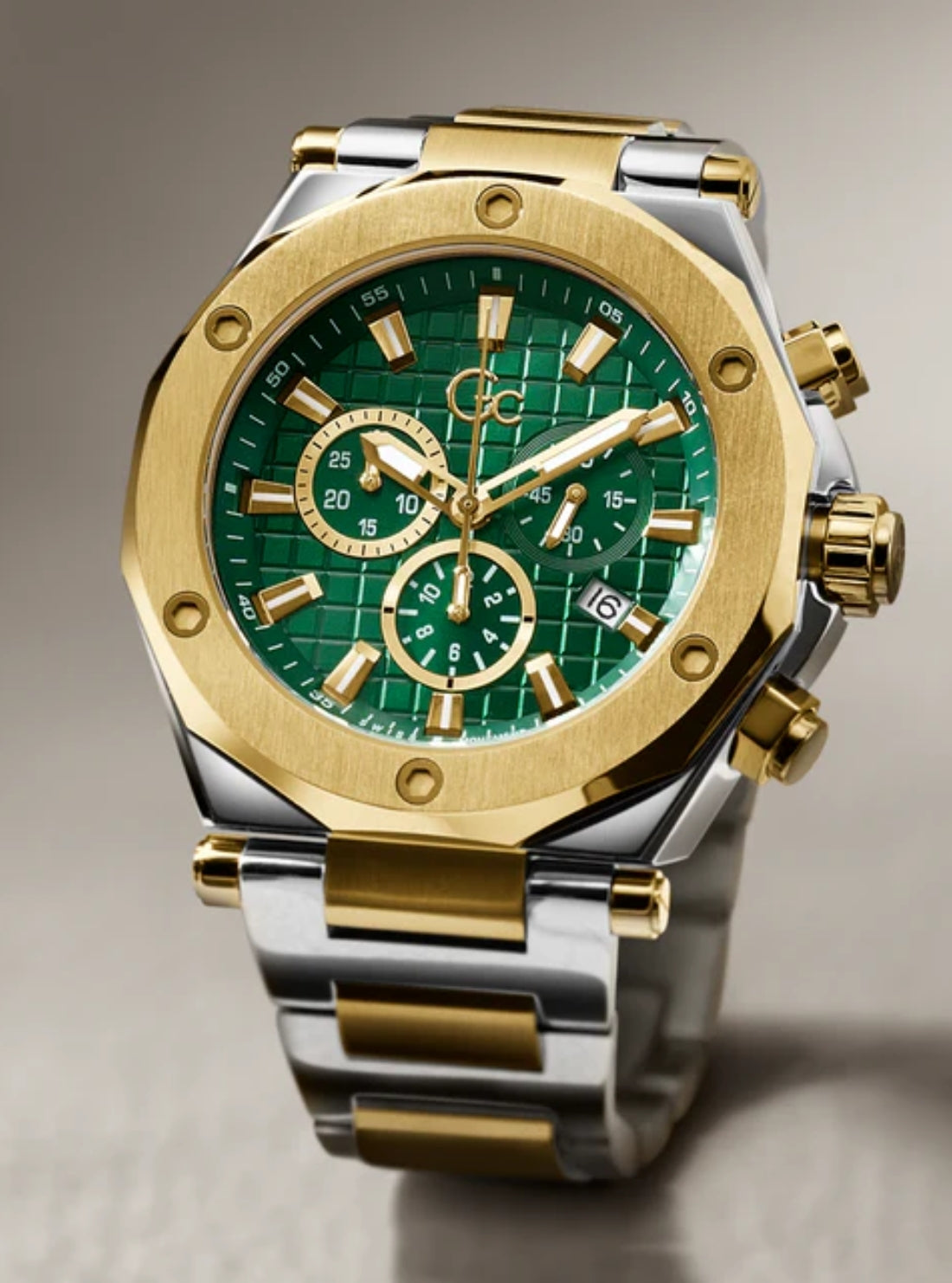 GUESS Accessories Silver Gold GC Legacy Chronograph Watch Z18003G9MF Model View_3