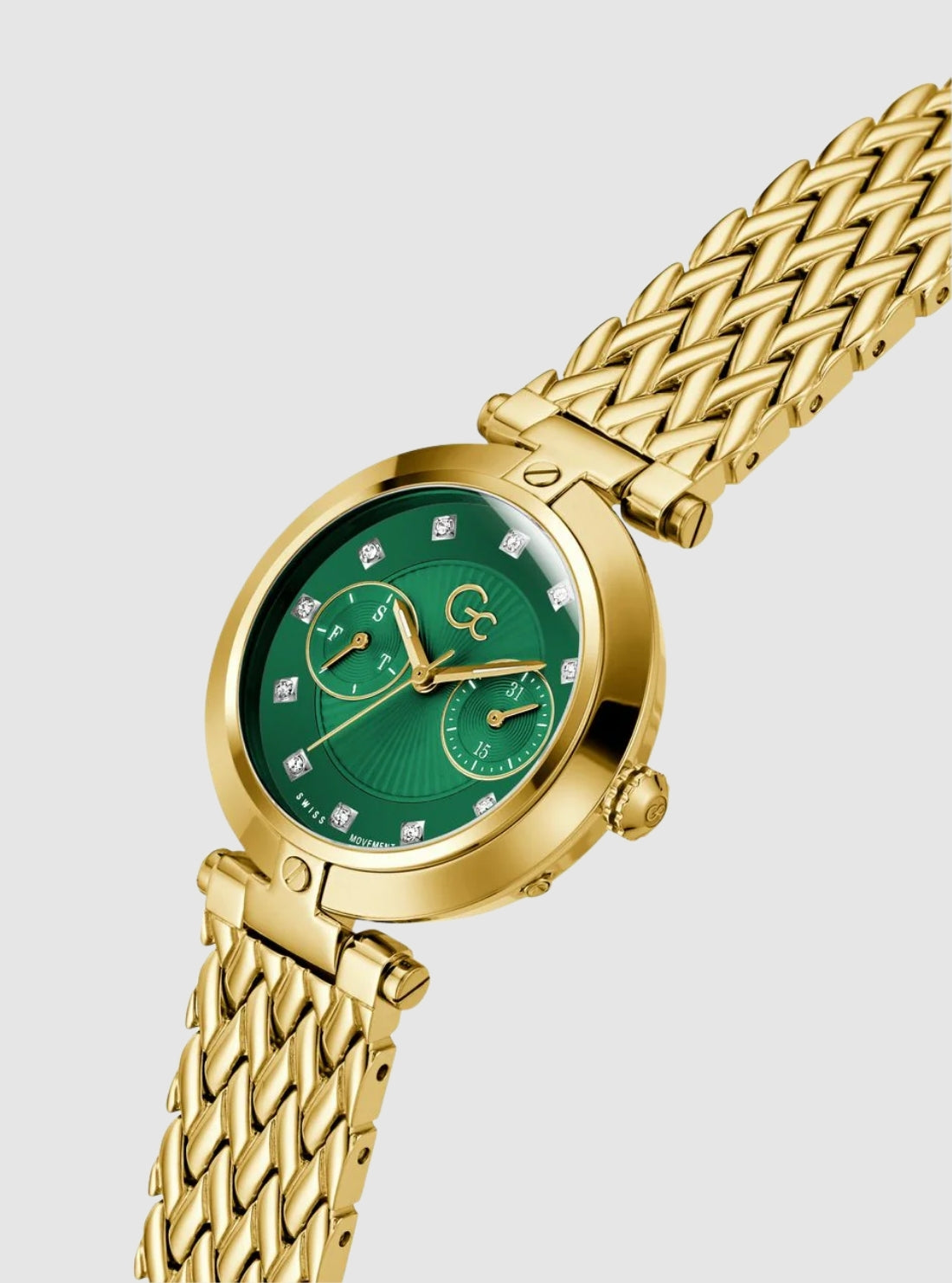 GUESS Watches Gold GC Vogue Green Dial Watch Z21007L1MF Side View