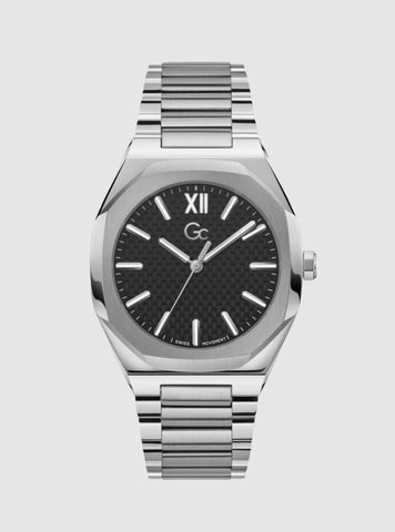 GUESS Watches Silver Black Dial GC Coussin Sleek Watch Z26004G2MF Front View
