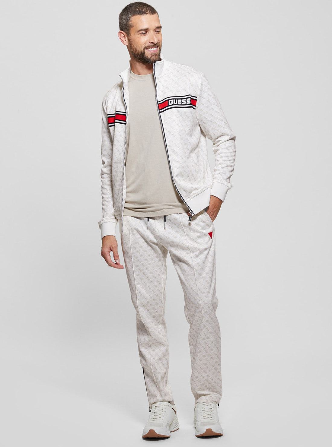 GUESS Mens Eco White Logo Korbin Trackpants Z2BB05FL04Q Full View