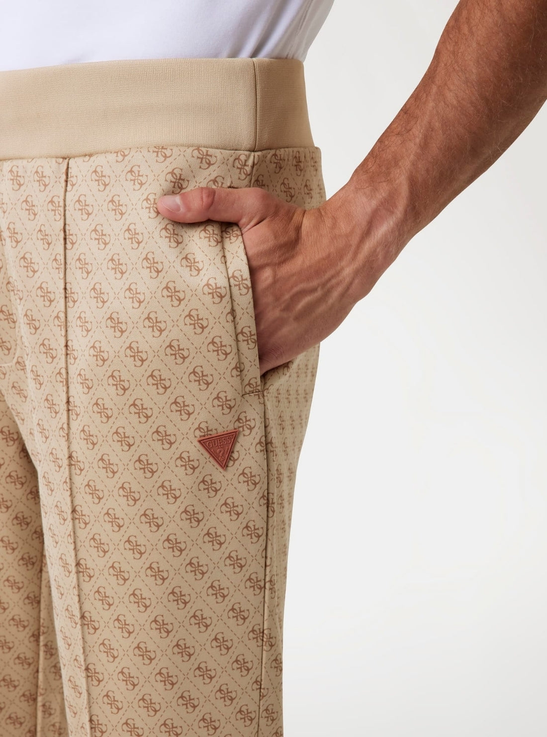 GUESS Mens Eco Beige Logo Korbin Active Trackpants Z2BB05FL04Q Detail View