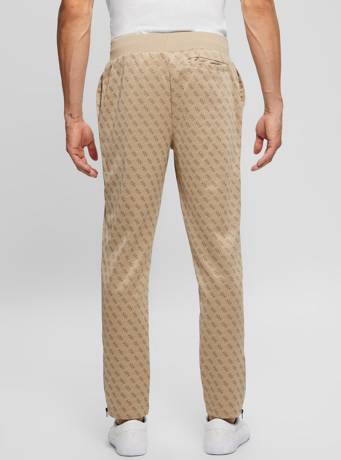 GUESS Mens Eco Beige Logo Korbin Active Trackpants Z2BB05FL04Q Back View