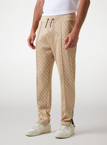 GUESS Mens Eco Beige Logo Korbin Active Trackpants Z2BB05FL04Q Front View