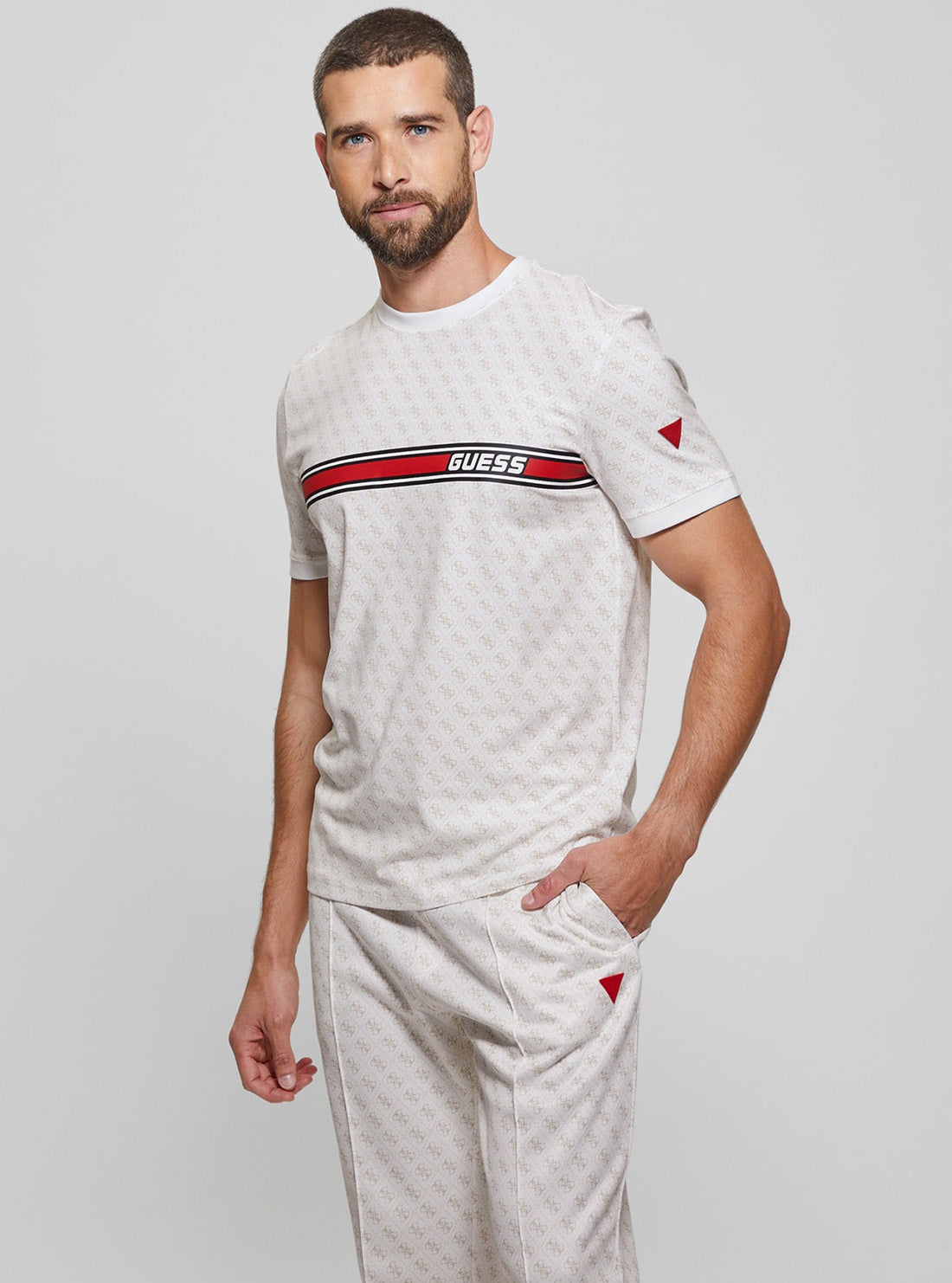 GUESS Mens Eco White Logo Jamey Active T-Shirt Z2BI09J1314 Front View