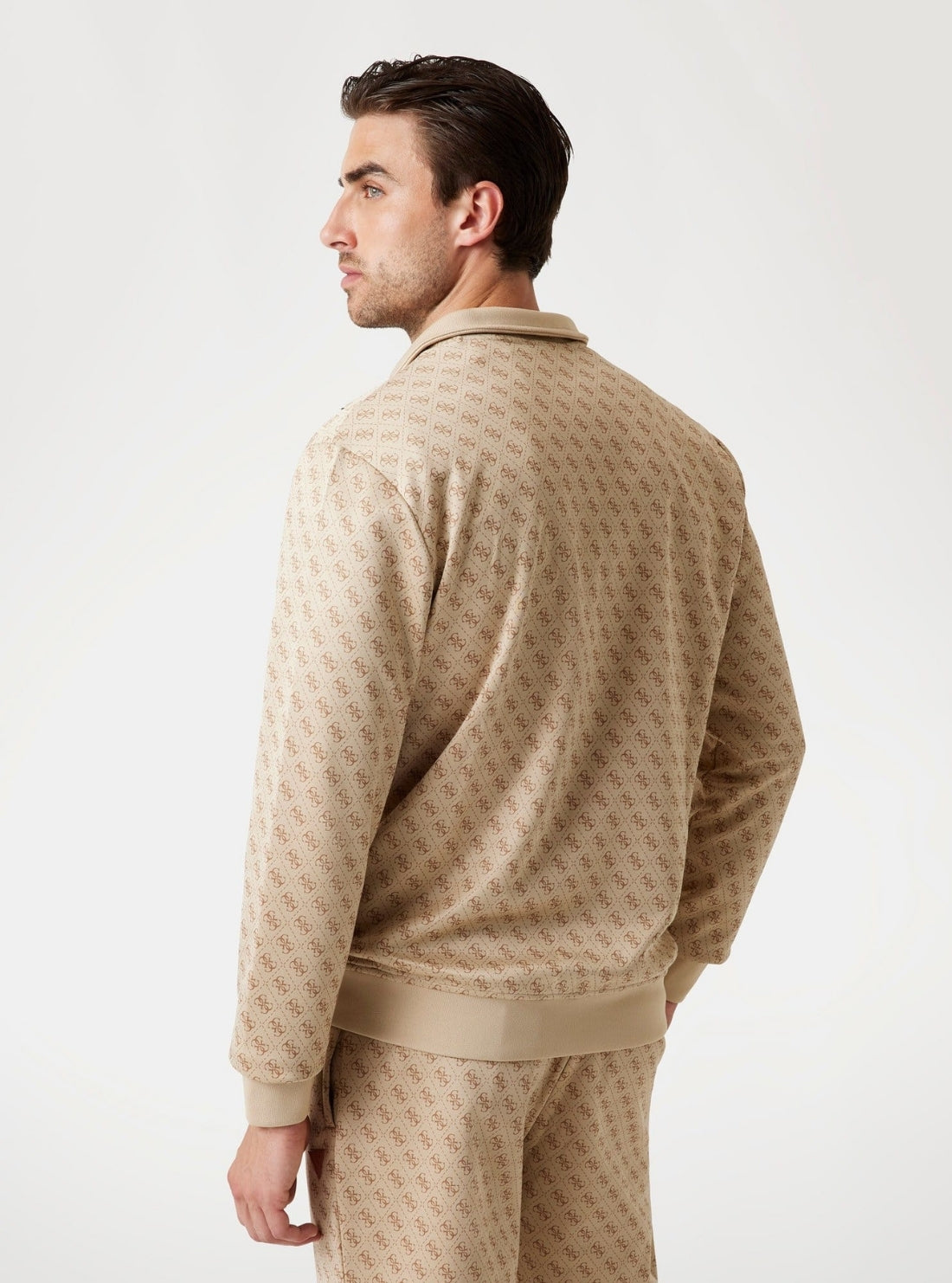 GUESS Mens Eco Beige Logo Korbin Active Jacket Z2BQ06FL04Q Back View