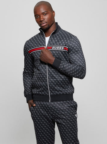 GUESS Mens Eco Black Logo Korbin Active Jacket Z2BQ06FL04Q Front View