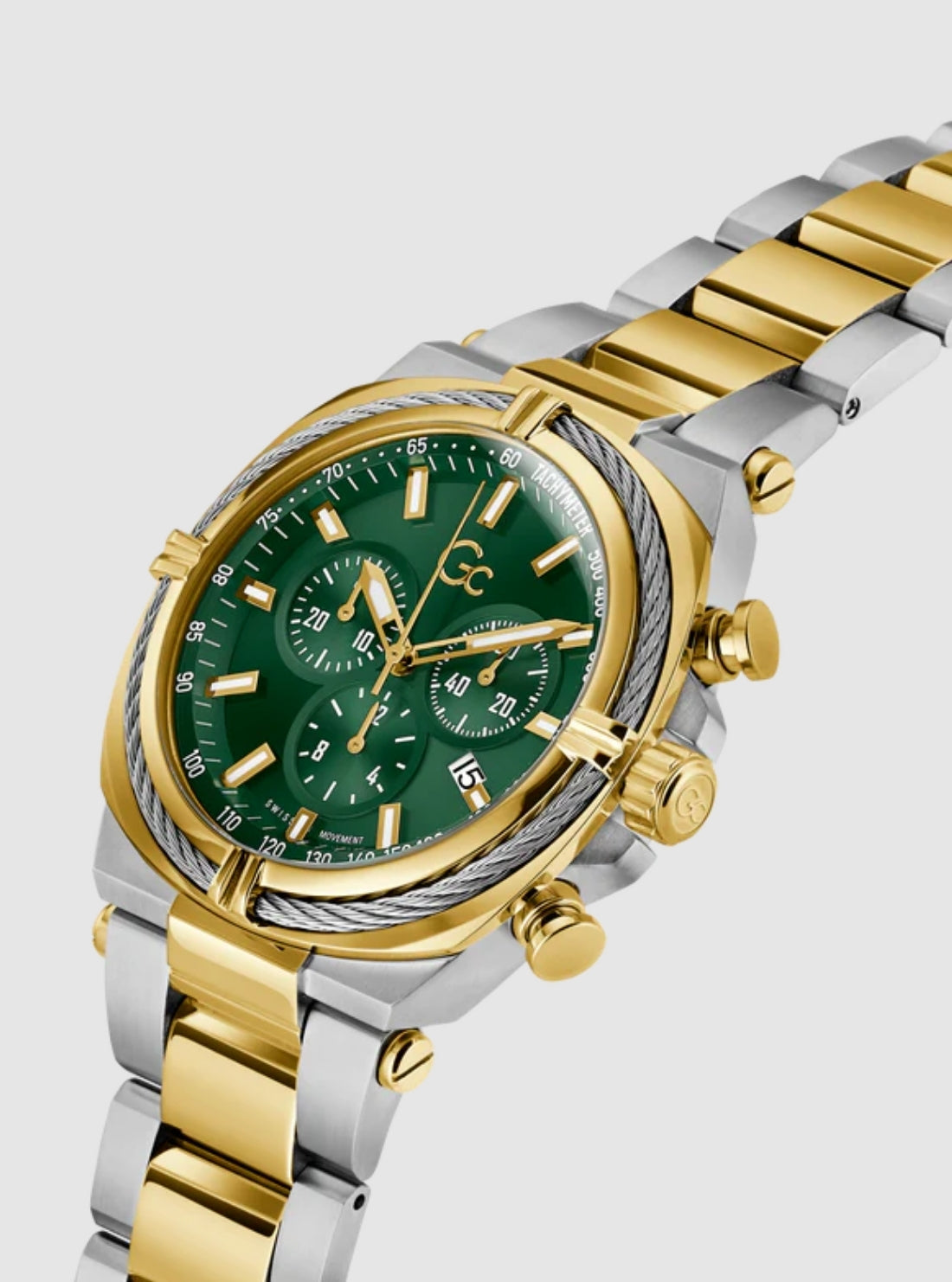 GUESS Watches Silver Gold GC Iron Class Chronograph Watch Z32005G9 Side View