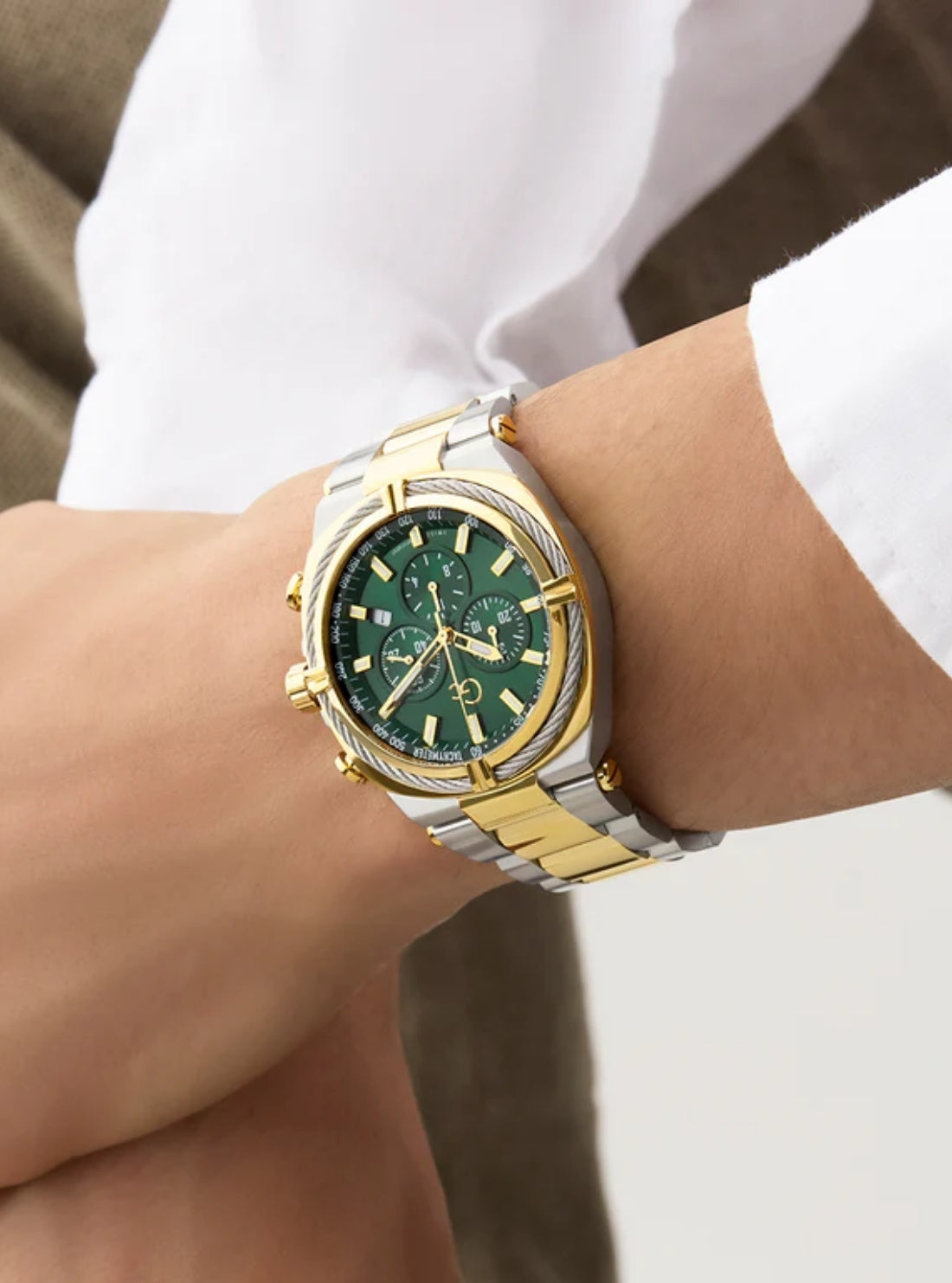 GUESS Watches Silver Gold GC Iron Class Chronograph Watch Z32005G9 Detail View