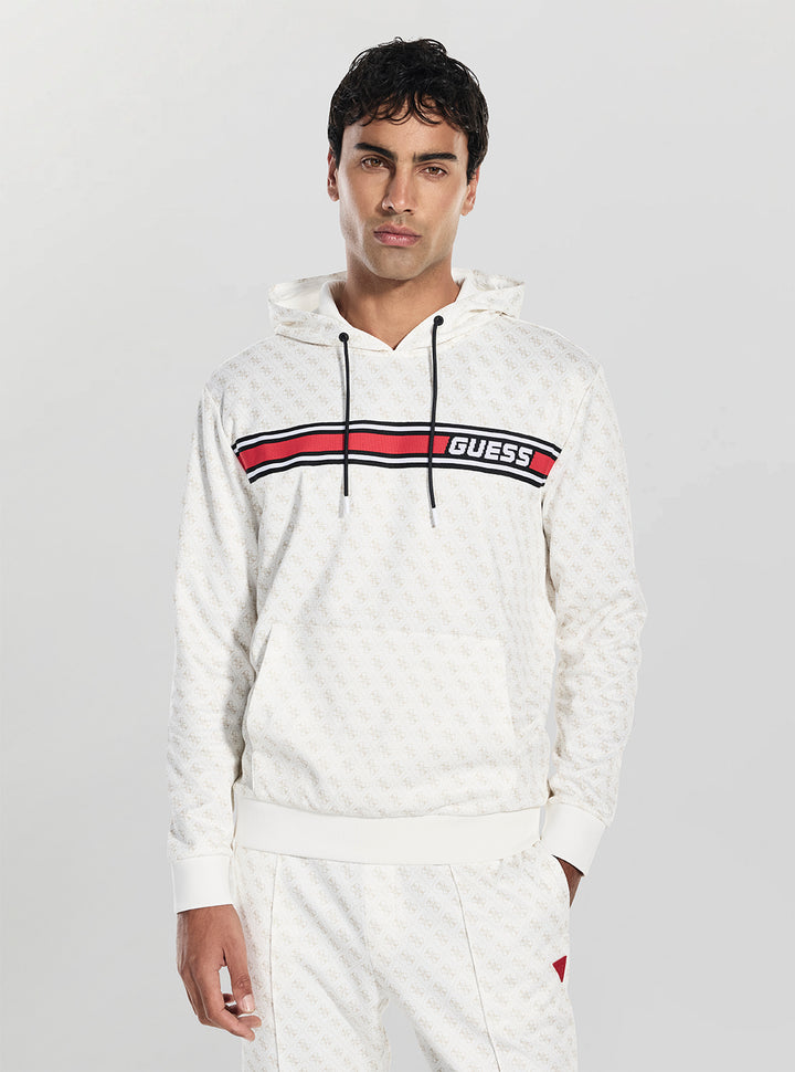 GUESS Mens White New Korbin Hoodie Active Sweatshirt Z4BQ30K7122 Front View