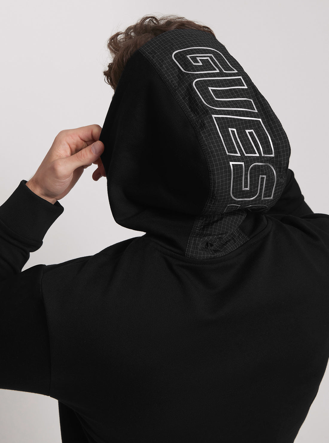 GUESS Eco Black Zubin Hoodie Jumper detail view