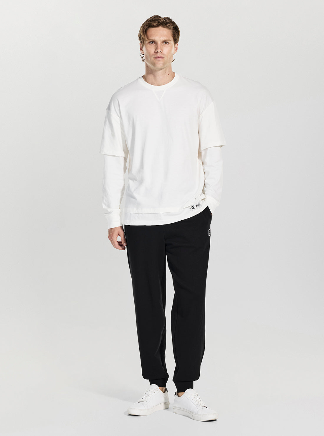 GUESS Mens White Nicco Long Sleeve T-Shirt Z5BI07I3Z14 Full View