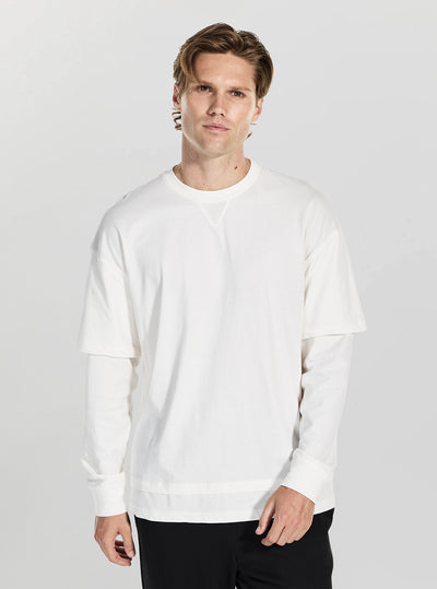 GUESS Mens White Nicco Long Sleeve T-Shirt Z5BI07I3Z14 Front View