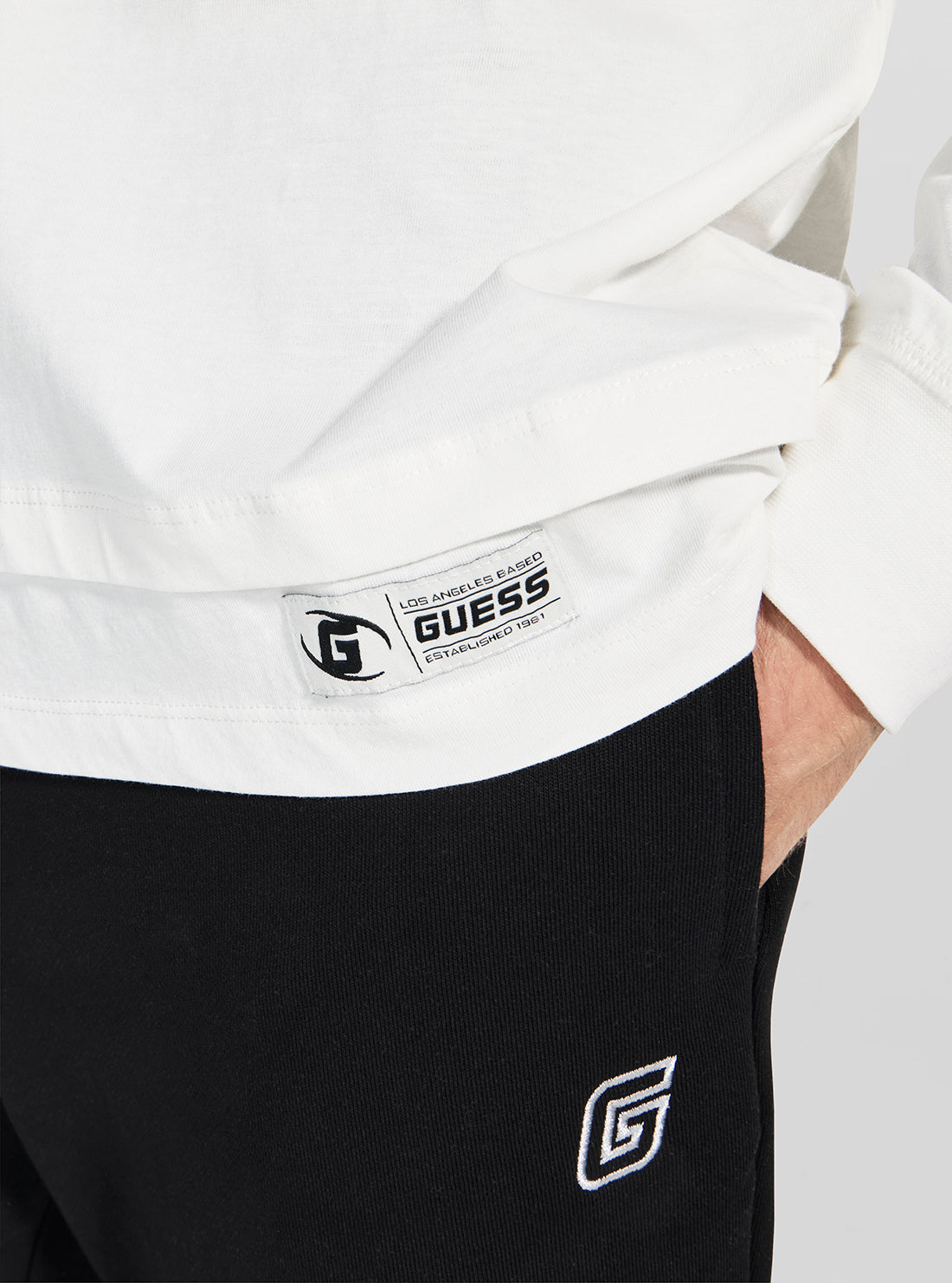 GUESS Mens White Nicco Long Sleeve T-Shirt Z5BI07I3Z14 Detail View