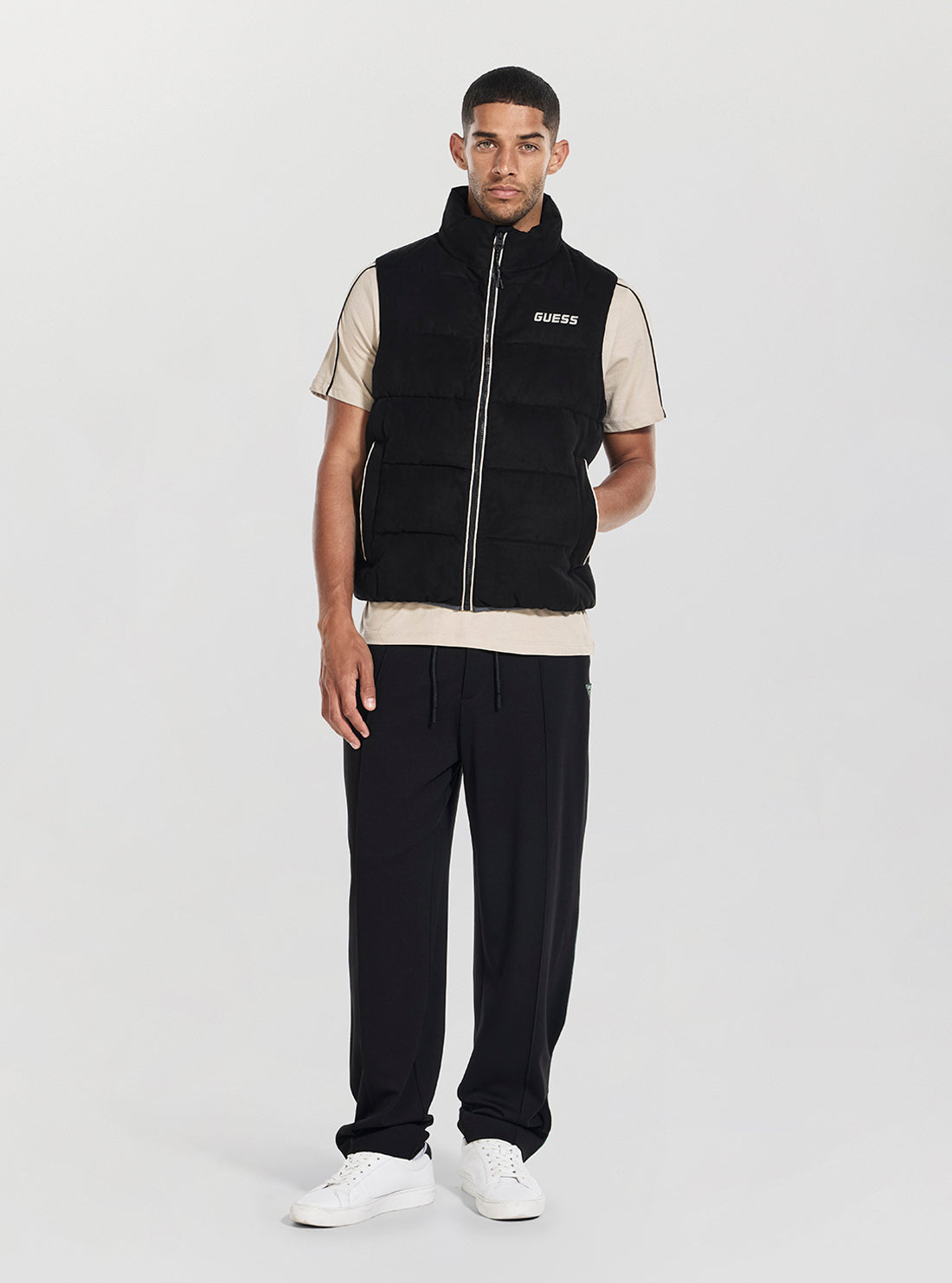 GUESS Mens Black Moka Padded Vest Z5BL01W3230 Full View
