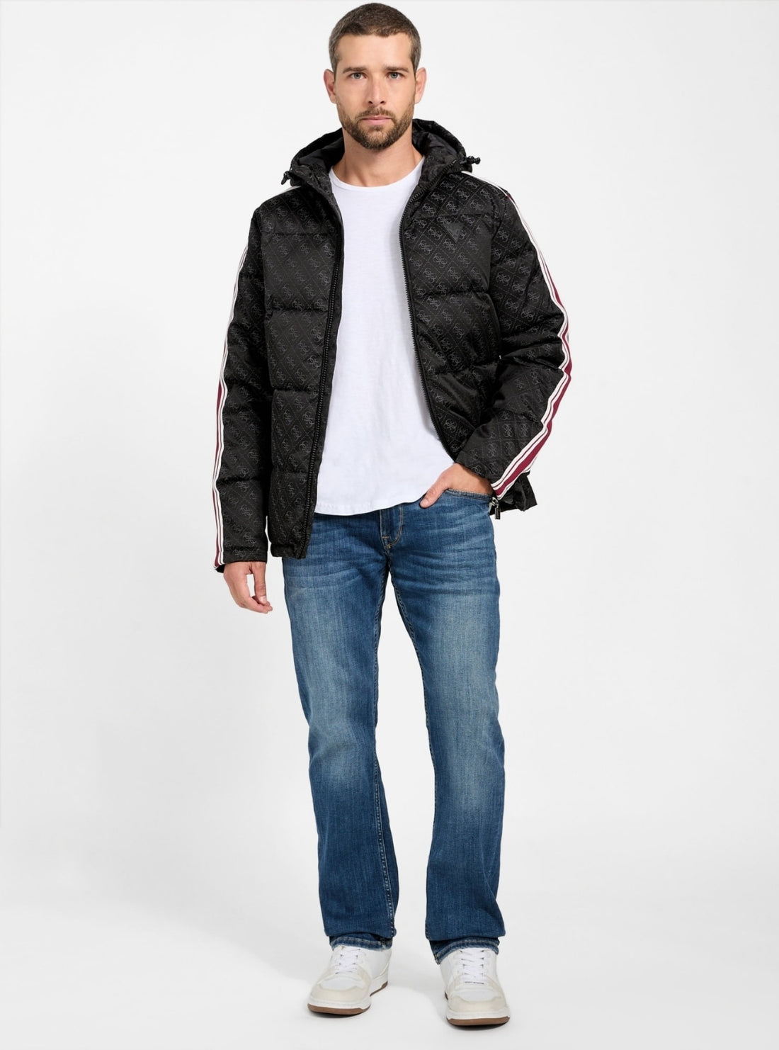 GUESS Womens Eco Black Fusco Hooded Padded Jacket Z5BL02WFIQ2 Full View