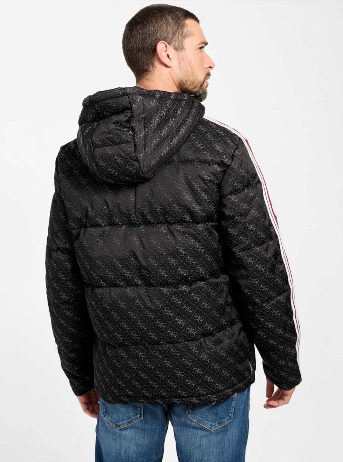 GUESS Womens Eco Black Fusco Hooded Padded Jacket Z5BL02WFIQ2 Back View