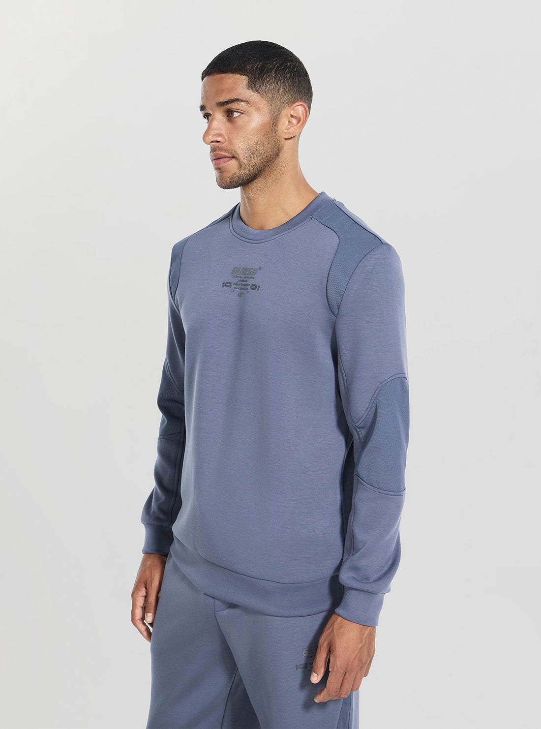 GUESS Mens Blue Ryota Active Sweatshirt  Z5BQ00KCNS2 Side View