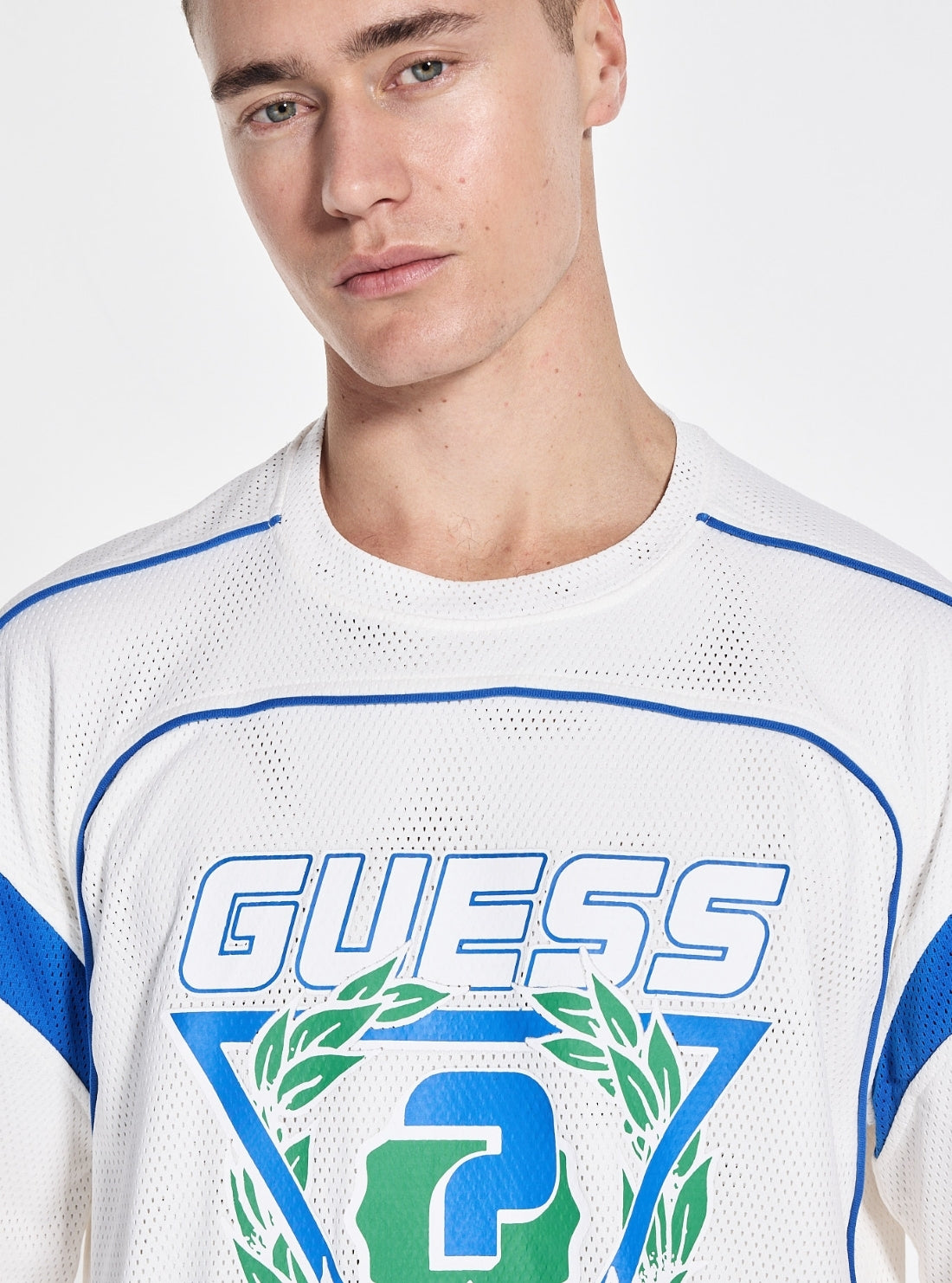 GUESS Mens White Bluflax Graphic Active T-Shirt Z5GI14KCR00 Detail View