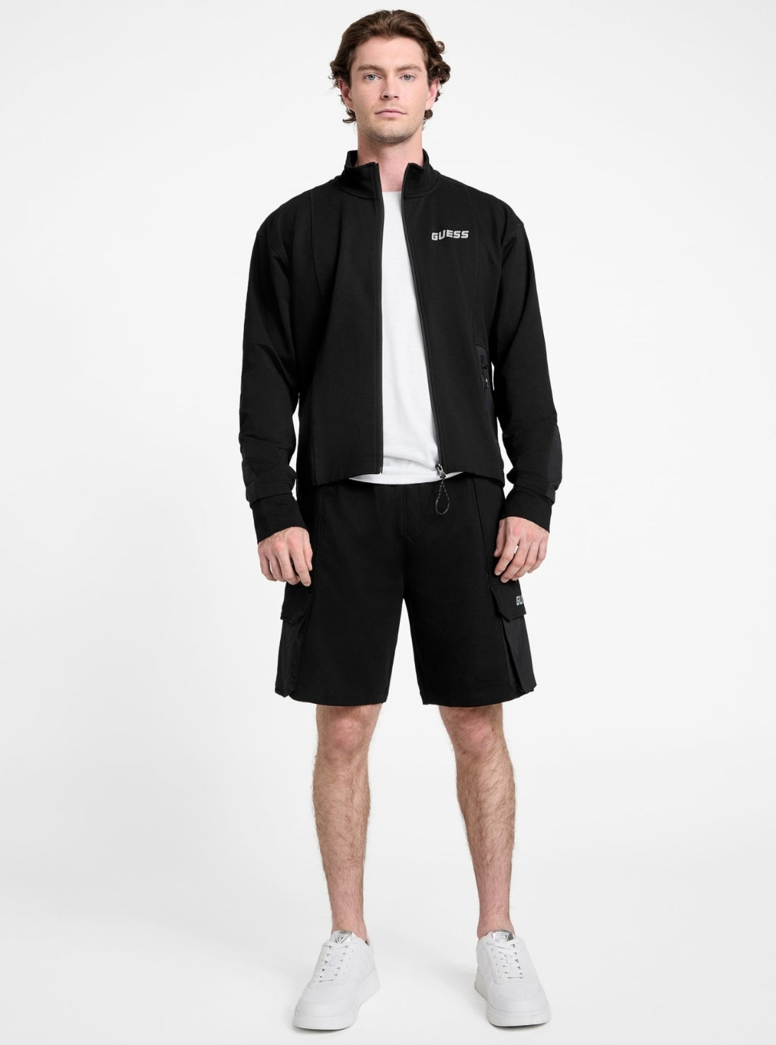 GUESS Mens Eco Black Rubus Active Sweatshirt Z5GQ05K6ZS1 Full View