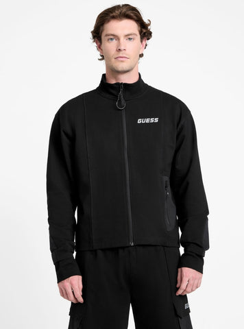 GUESS Mens Eco Black Rubus Active Sweatshirt Z5GQ05K6ZS1 Front View