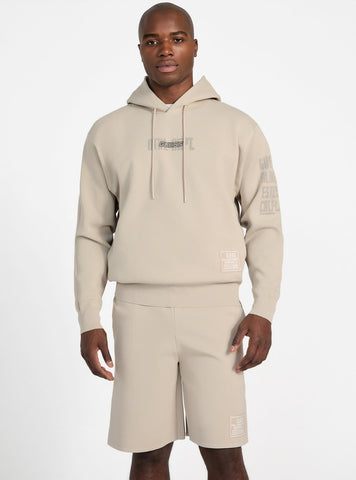 GUESS Mens Eco Beige Midho Hooded Active Sweatshirt Z5GQ07Z2Q42 Front View