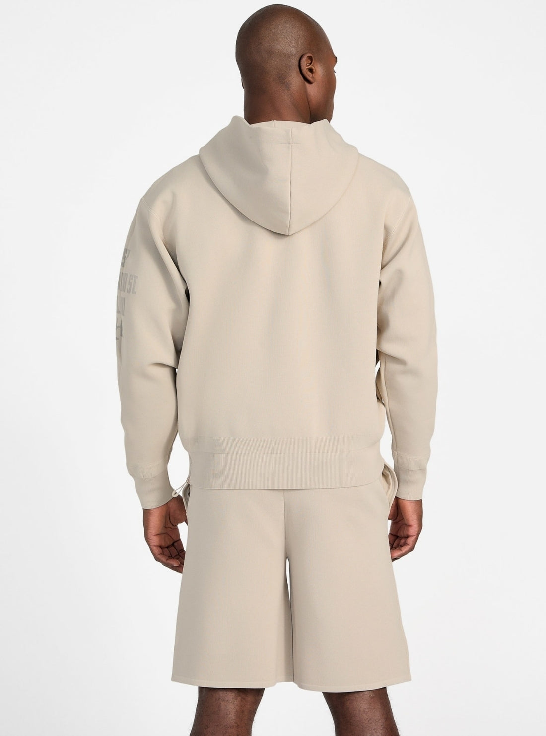 GUESS Mens Eco Beige Midho Hooded Active Sweatshirt Z5GQ07Z2Q42 Back View