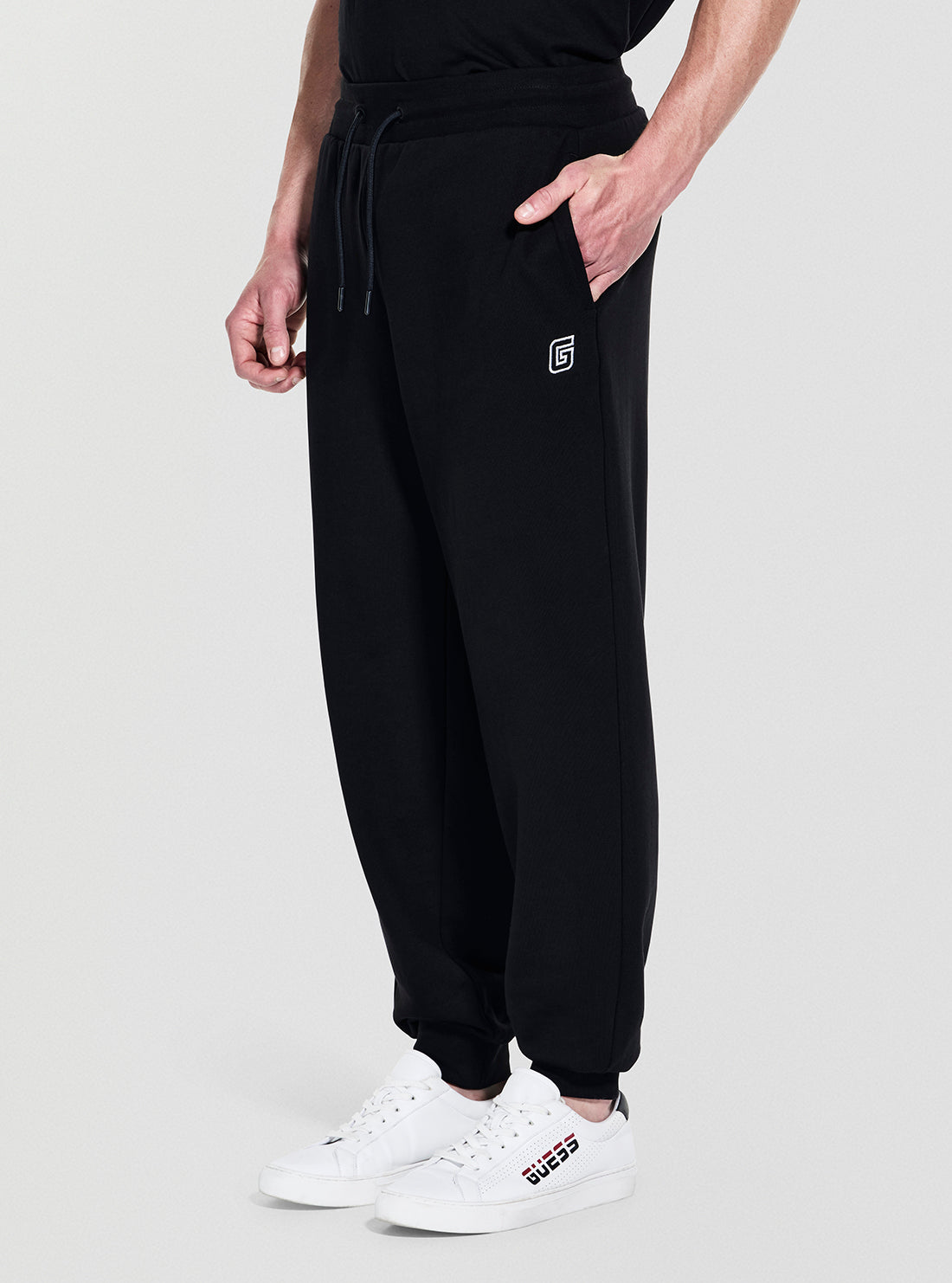 GUESS Mens Black Mentore Cuffed Active Pant Z5YB01KCE91 Side View